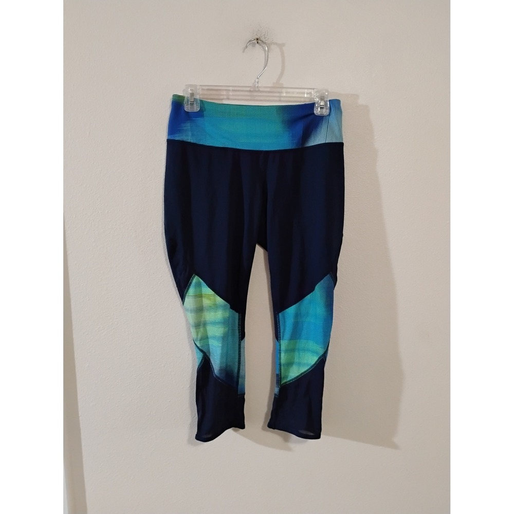 Tek Gear DryTek Navy Blue Colorblock Mesh Inset Athletic Capri Leggings Medium